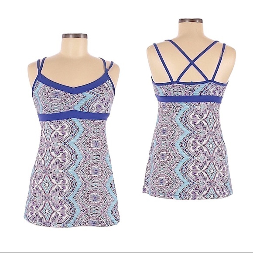 🌺 Prana Kaley Paisley Boho Print Strappy Back Activewear Yoga Tunic Top Size XS
